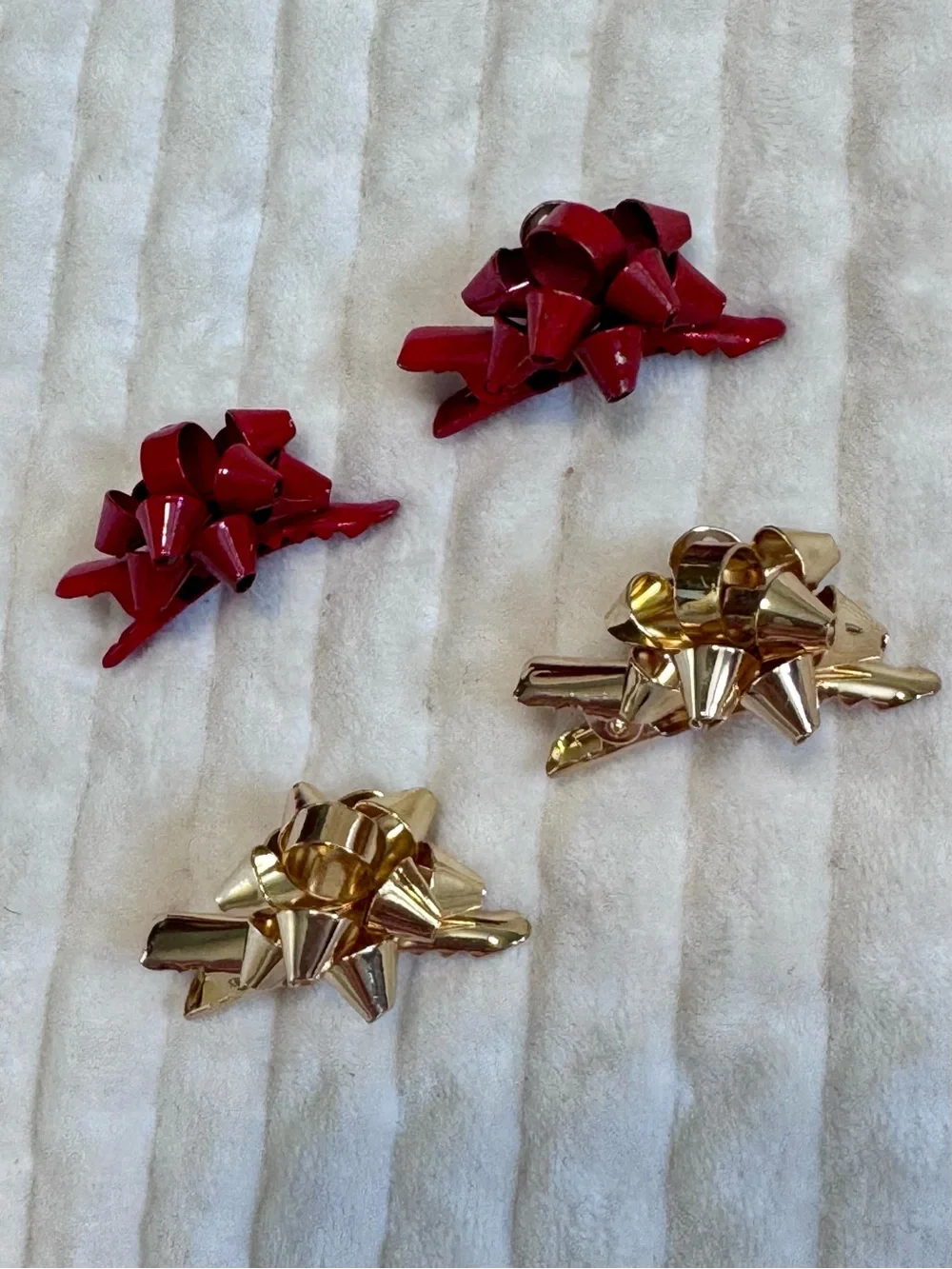 Festive Red & Gold Bow Hair Clips for Kids
